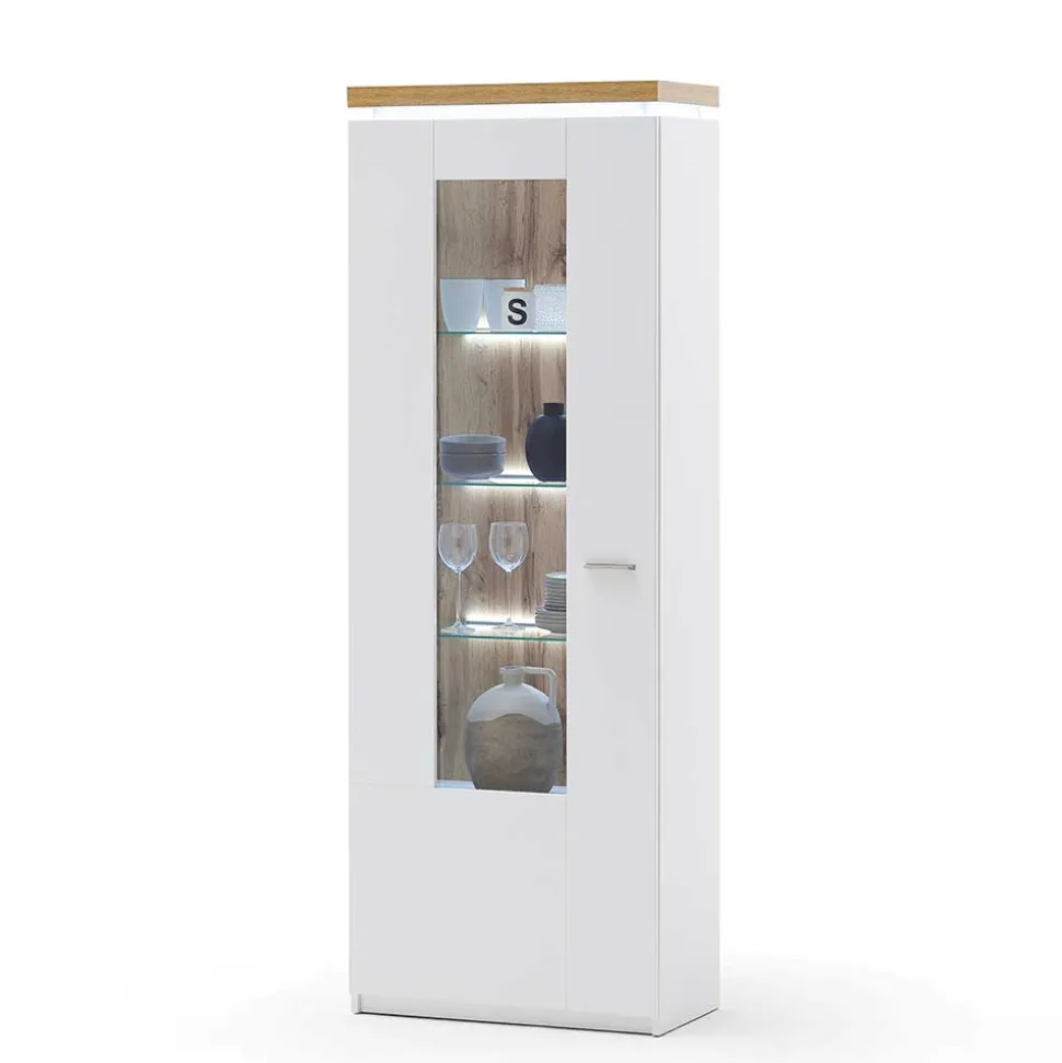 TV Wohnwand in Weiß & Dekor Wildeiche - Caldri (dreiteilig)