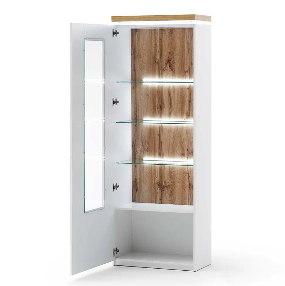 TV Wohnwand in Weiß & Dekor Wildeiche - Caldri (dreiteilig)