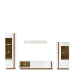 TV Wohnwand in Weiß & Wildeiche - Myrda (vierteilig)