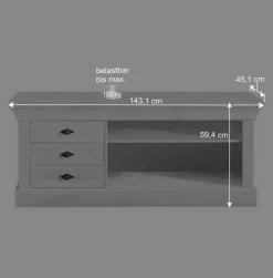 TV Wohnwand Satumare aus Kiefer teilmassiv (dreiteilig)