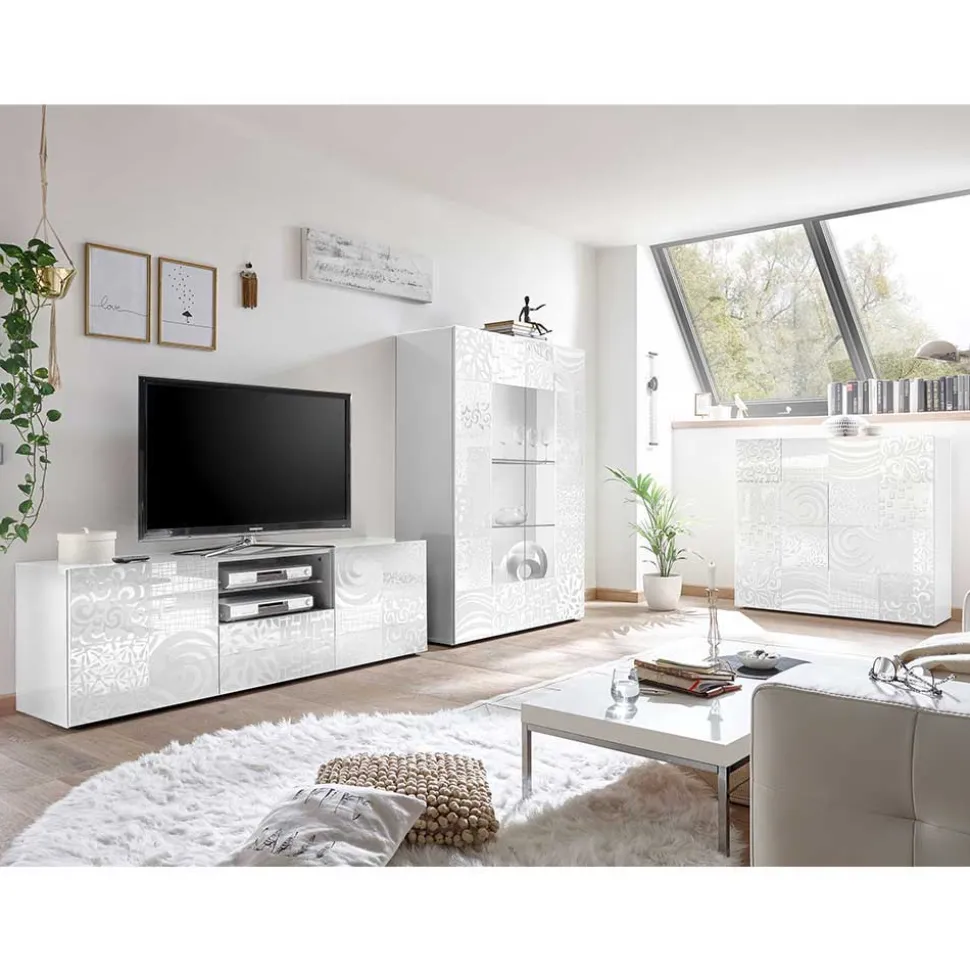 TV Wohnwand Schränke in Weiß - Vascaub (dreiteilig)