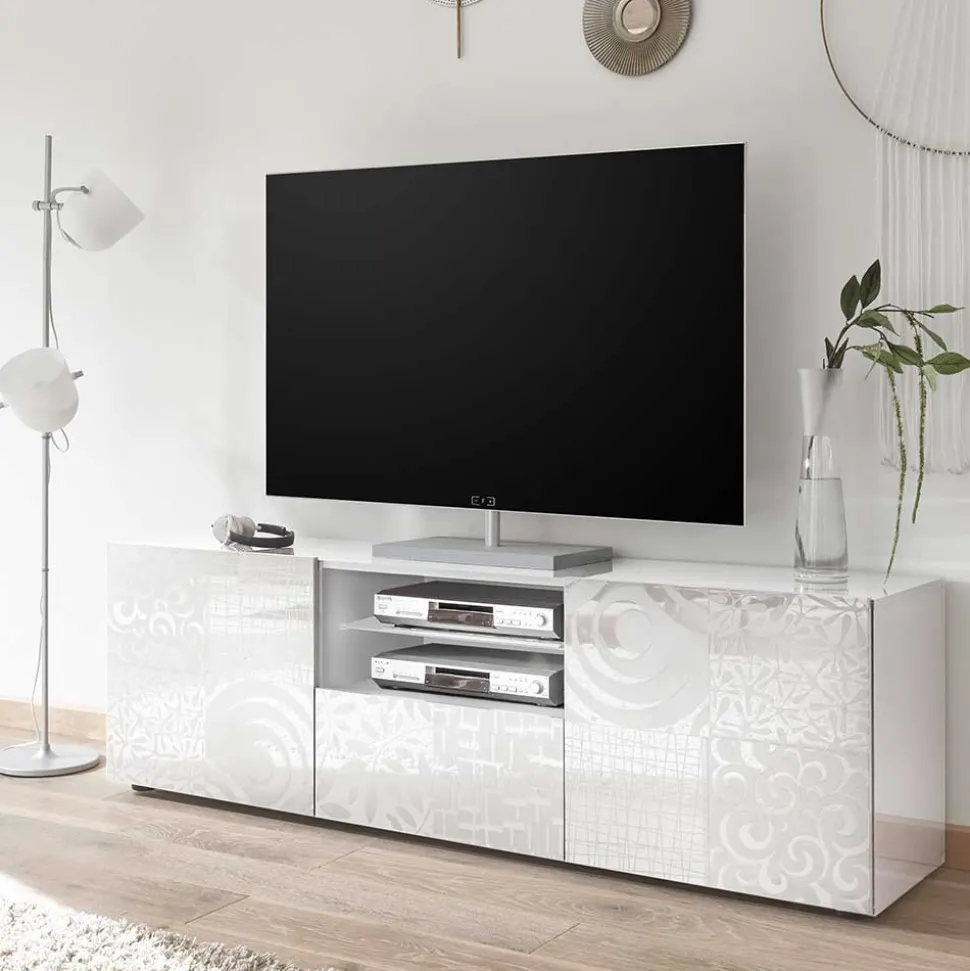 TV Wohnwand Schränke in Weiß - Vascaub (dreiteilig)