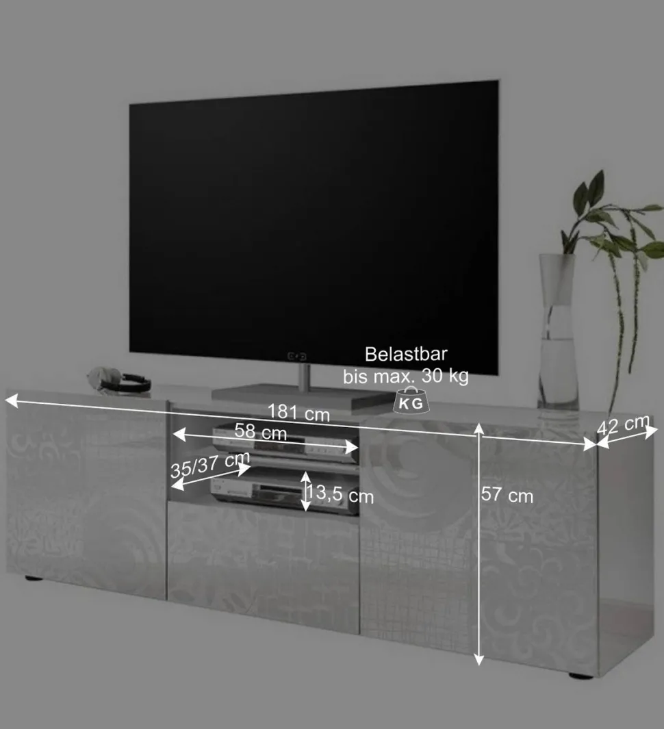 TV Wohnwand Schränke in Weiß - Vascaub (dreiteilig)
