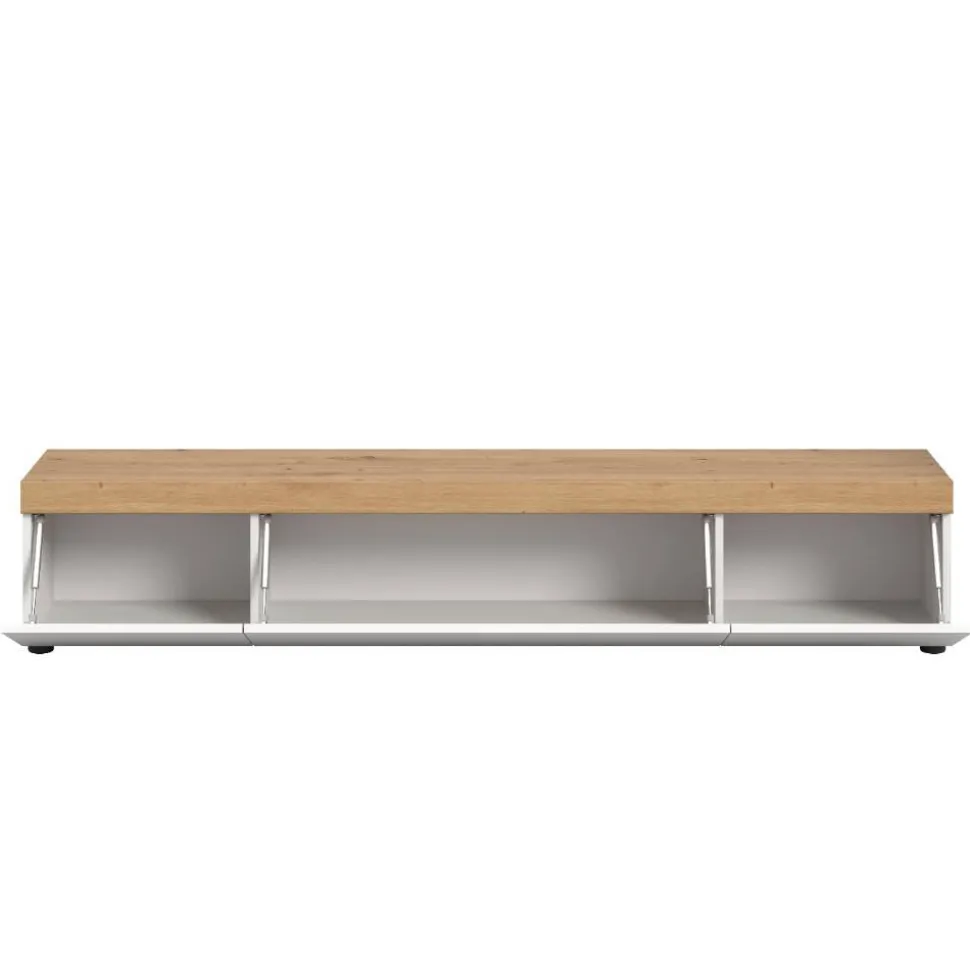 TV-Lowboard in Weiß mit Wildeiche Natur Optik - Emdan