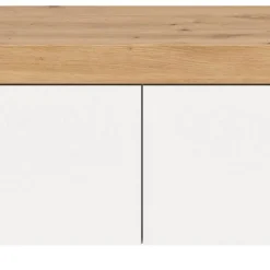 TV-Lowboard in Weiß mit Wildeiche Natur Optik - Emdan