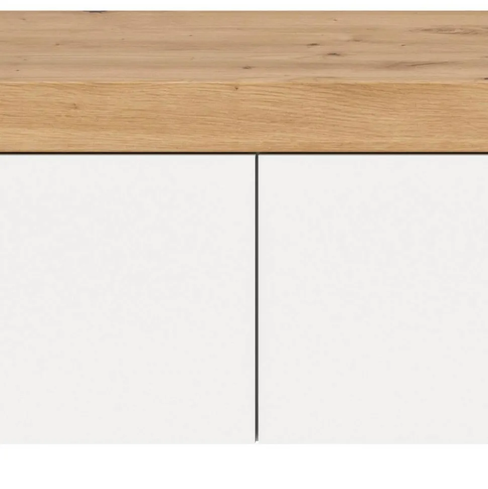 TV-Lowboard in Weiß mit Wildeiche Natur Optik - Emdan