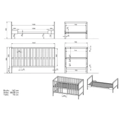 Umbaubares Kinderbett in Hellgrau - Afilon