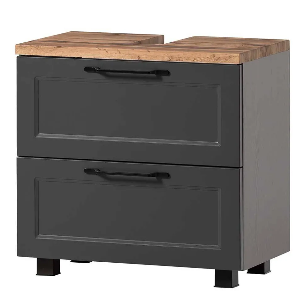 Unterbeckenschrank in Dunkelgrau mit Wildeiche - Novelya