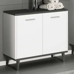 Unterbeckenschrank in Weiß und Anthrazit - Rondja