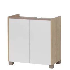 Unterbeckenschrank in Weiß und Eiche Hell - Ronya