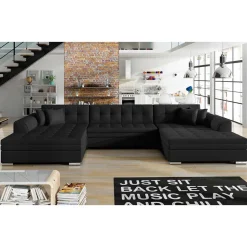 U-Sofa in Schwarz Kunstlederbezug - Bekasi