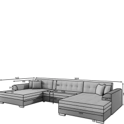 U-Sofa in Schwarz Kunstlederbezug - Bekasi