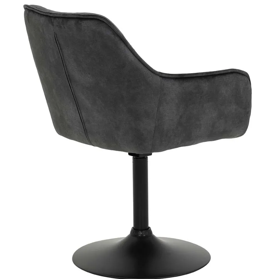 Velours Armlehnenstuhl in Grau - drehbar - Empria (2er Set)