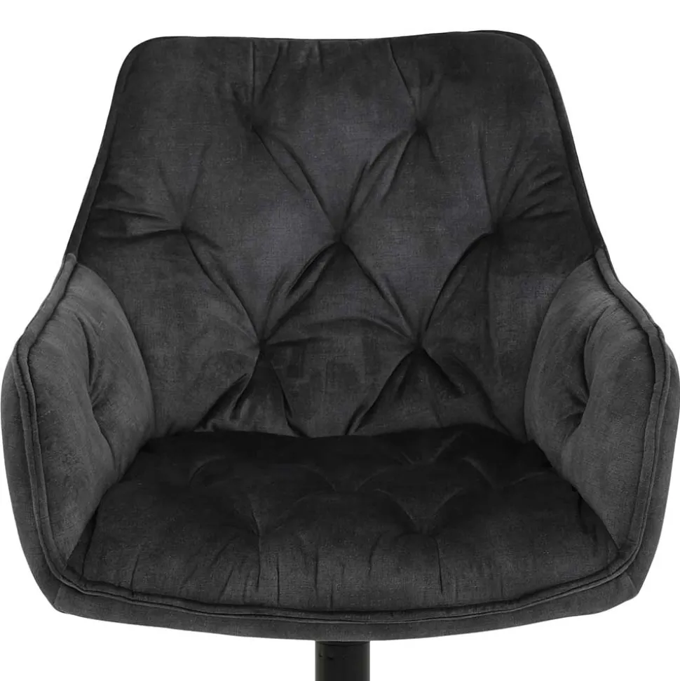 Velours Armlehnenstuhl in Grau - drehbar - Empria (2er Set)