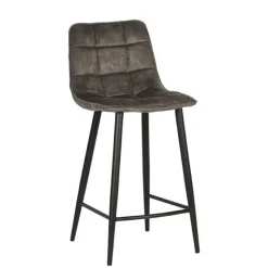 Velours Barstühle in Dunkelgrün - Cremo (2er Set)