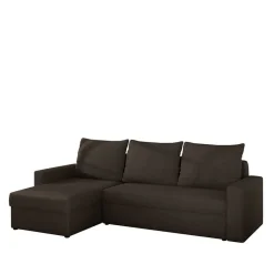 Velours Ecksofa in Braun mit Bettfunktion - Bascana