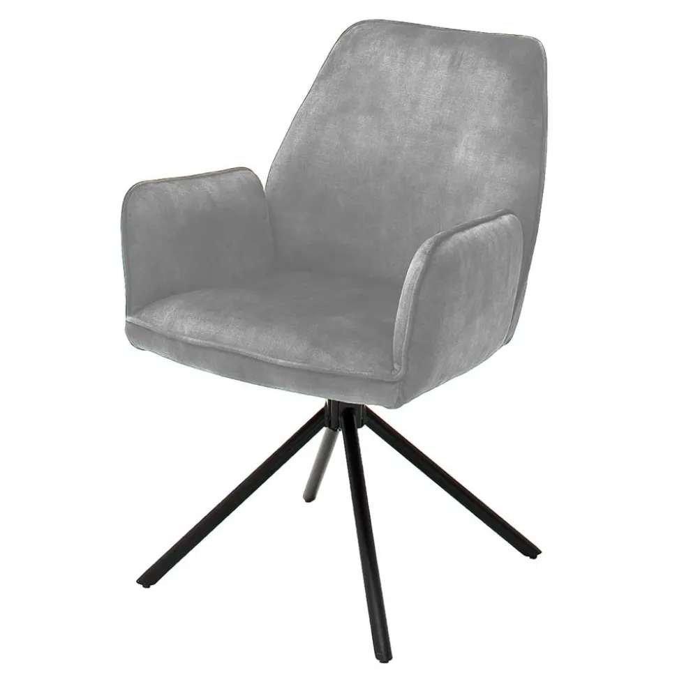 Velours Küchenstuhl mit Armlehnen - Jeremy (2er Set)