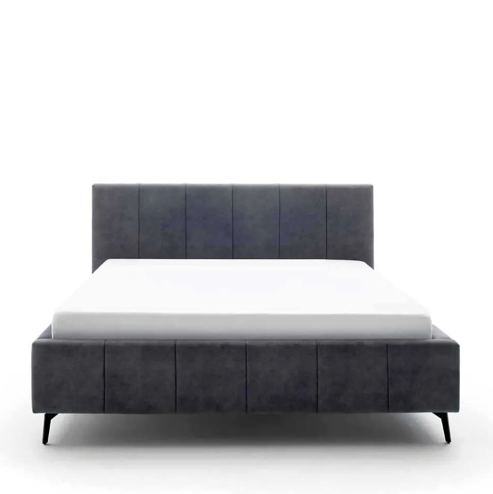 Velours Polsterbett in Anthrazit - Laterna