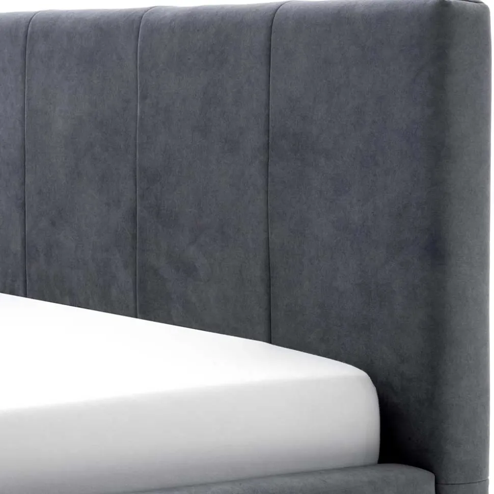Velours Polsterbett in Anthrazit - Laterna