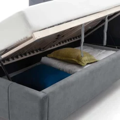 Velours Polsterbett in Anthrazit - Laterna