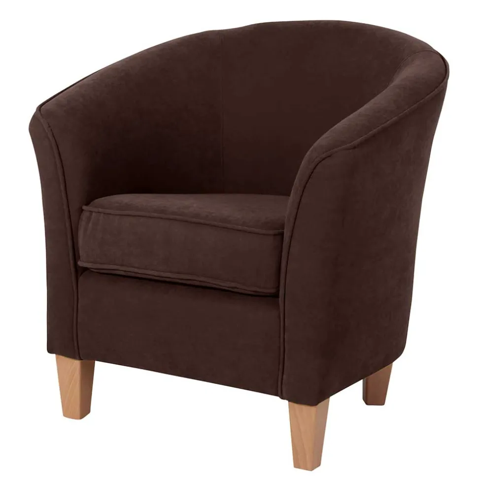 Velours Polstersessel halbrund in Braun - Cazar