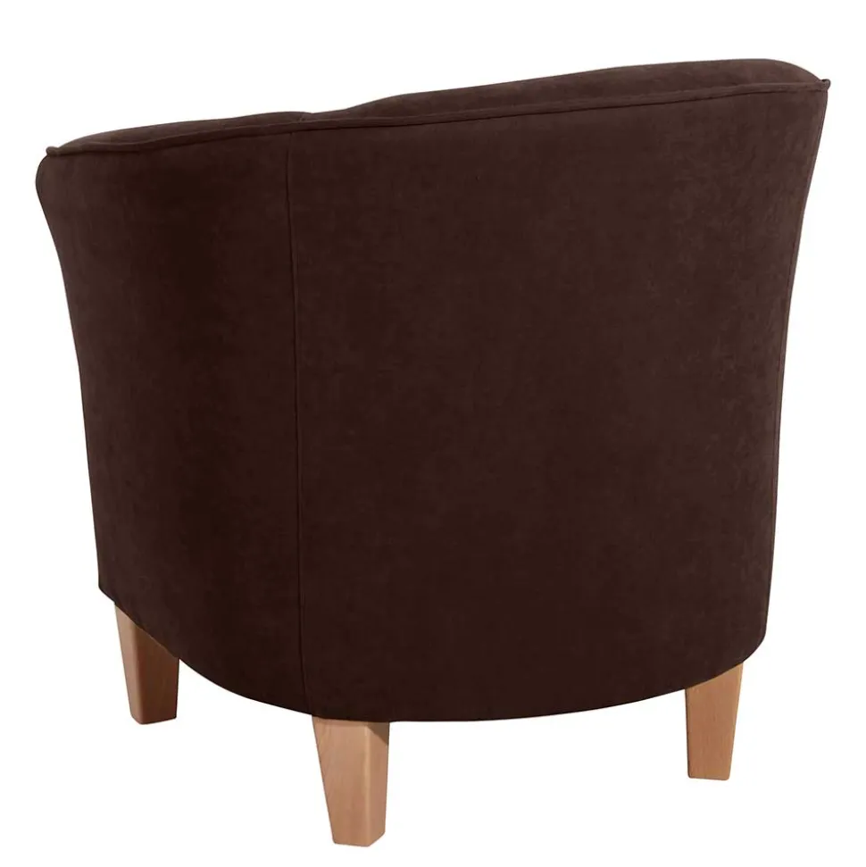 Velours Polstersessel halbrund in Braun - Cazar