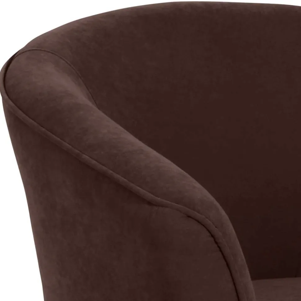 Velours Polstersessel halbrund in Braun - Cazar