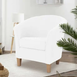 Velours Polsterssel in Creme und Buche - Potova