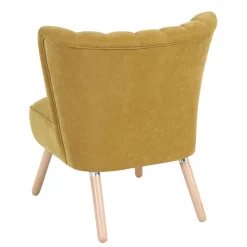 Velours Sessel in Maisgelb und Buche - Barack