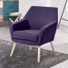 Velours Sessel in Violett und Buche Natur - Cunnar