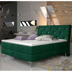 Velours Stauraumbett in Dunkelgrün - Kasandros