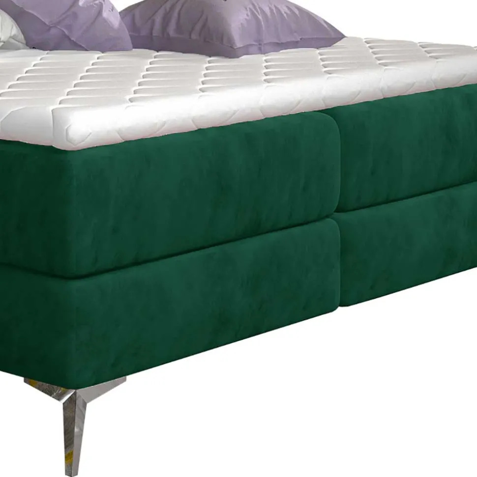 Velours Stauraumbett in Dunkelgrün - Kasandros