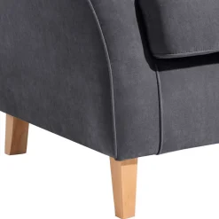 Velours-Ohrenbackensessel in Anthrazit - Marietta