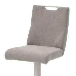 Verstellbarer Barstuhl in Hellgrau Stoff Lergavano mit Tellerfuß Edelstahl