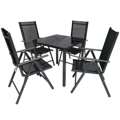 Vier Hochlehner & Gartentisch Set - Cadiz (fünfteilig)