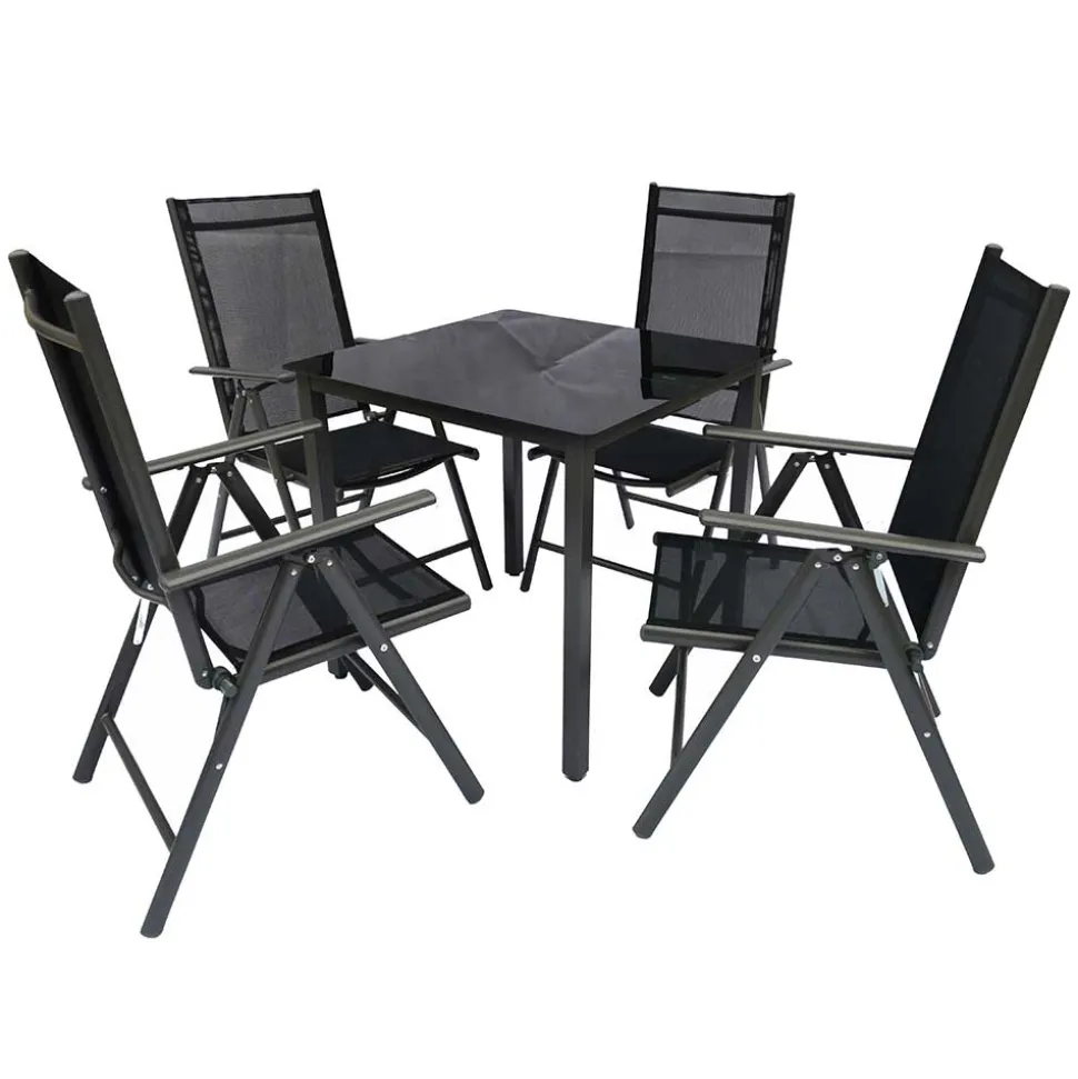 Vier Hochlehner & Gartentisch Set - Cadiz (fünfteilig)