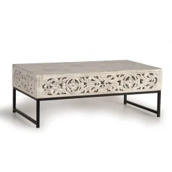 Vintage Couchtisch in Holz White Wash - Fudorus