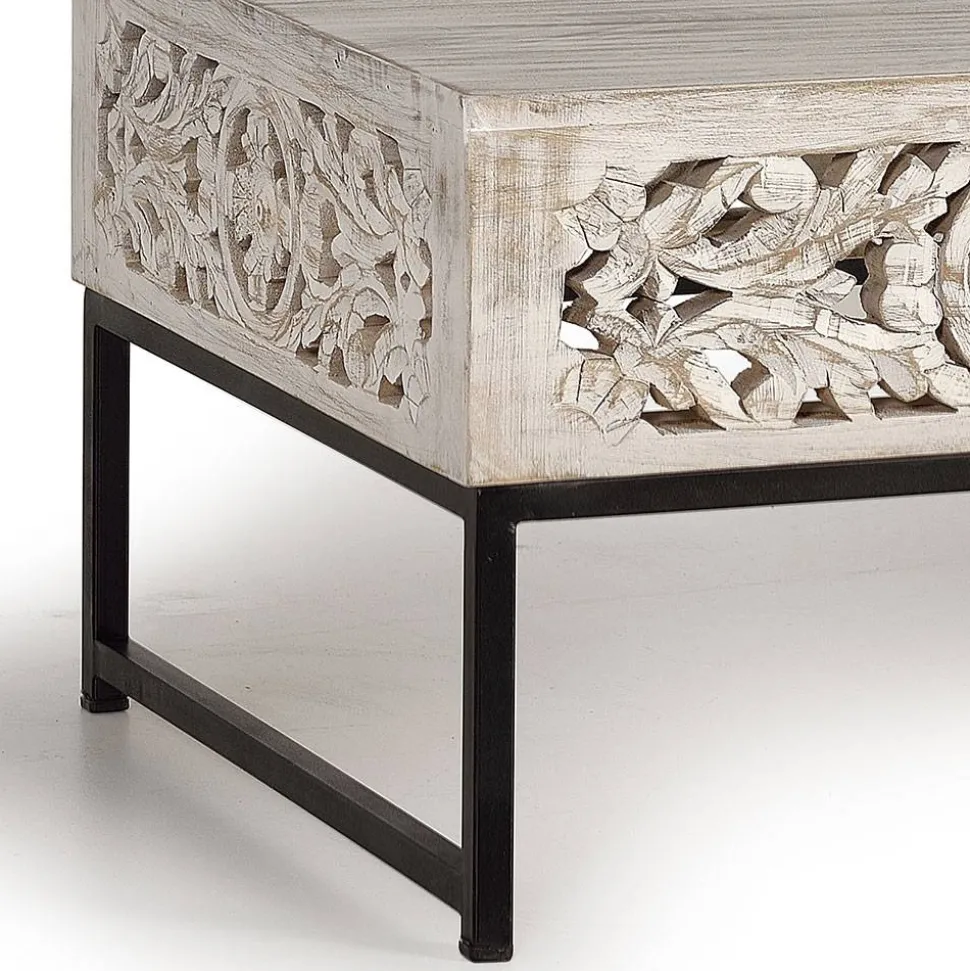 Vintage Couchtisch in Holz White Wash - Fudorus