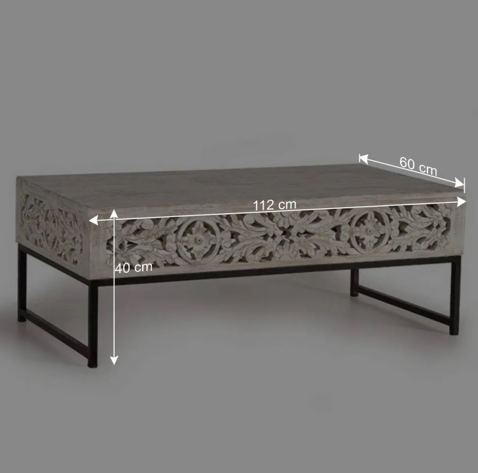 Vintage Couchtisch in Holz White Wash - Fudorus