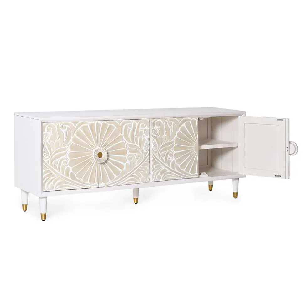 Vintage Design Lowboard aus Mango Massivholz - Triboot