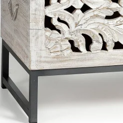 Vintage Design Truhe aus Mangoholz White Wash - Fudorus