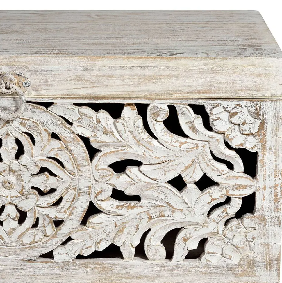 Vintage Design Truhe aus Mangoholz White Wash - Fudorus