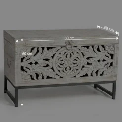 Vintage Design Truhe aus Mangoholz White Wash - Fudorus