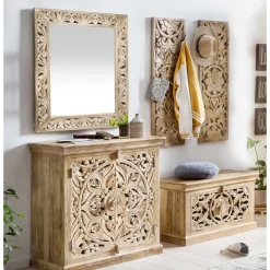 Vintage Dielenmöbel mit Schnitzereien - Runiasa (fünfteilig)