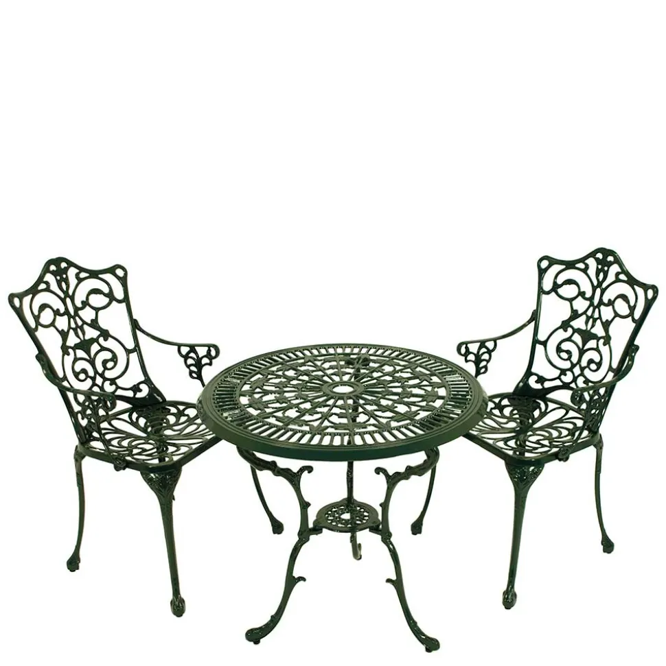Vintage Gartentisch & zwei Armlehnenstühle - Mora (dreiteilig)
