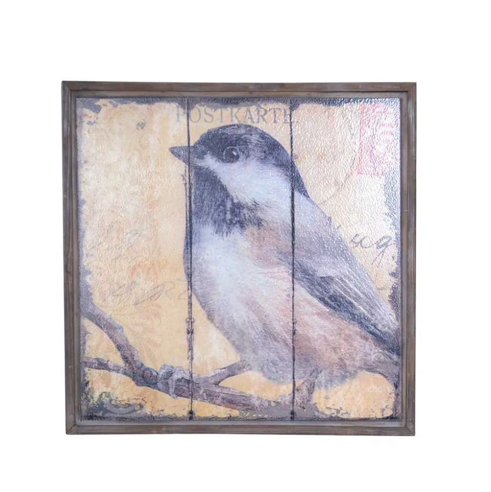 Vintage Holzbilder mit Vogel Druck Bacoas 56x56 cm (zweiteilig)