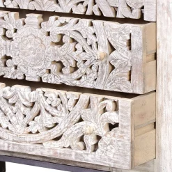 Vintage Kommode in Mangoholz White Wash - Fudorus