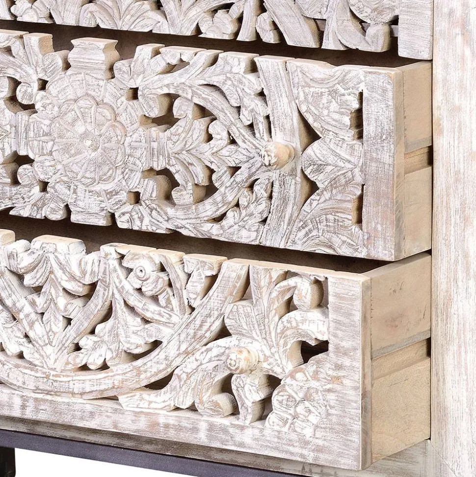 Vintage Kommode in Mangoholz White Wash - Fudorus