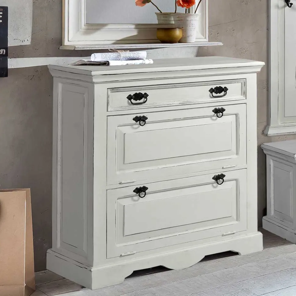 Vintage Landhaus Schuhbank in Antikweiß - Wittgenstein