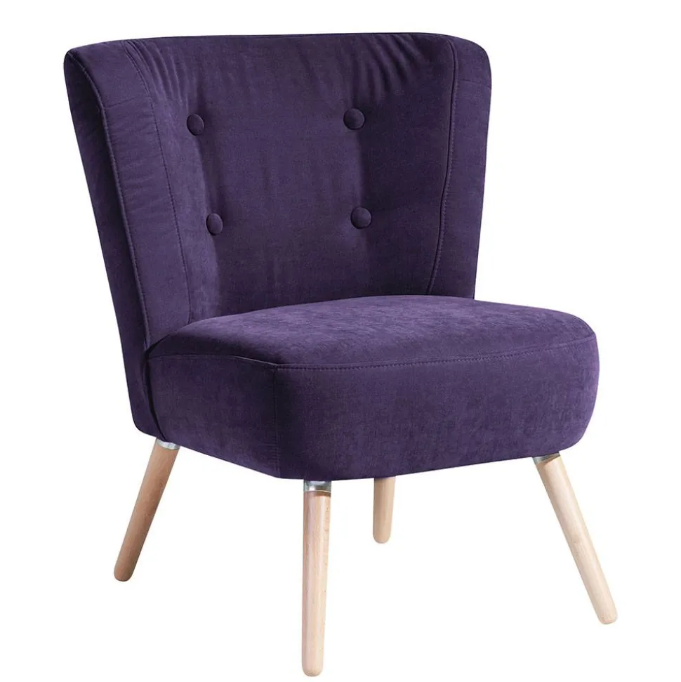 Vintage Look Sessel in Violett Velours - Casir